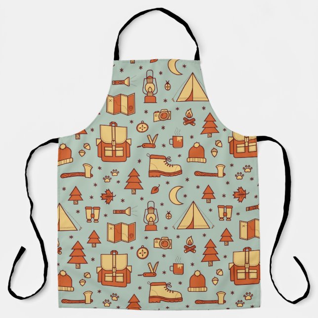 Seamless pattern with adventure travel icons.  apron (Front)