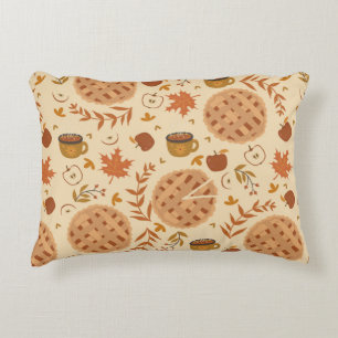Seamless pattern with apple pie, apples and mugs. decorative cushion