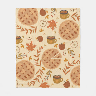 Seamless pattern with apple pie, apples and mugs.  fleece blanket