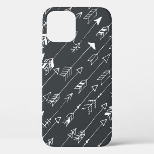 Seamless pattern with arrows on a black background iPhone 12 case