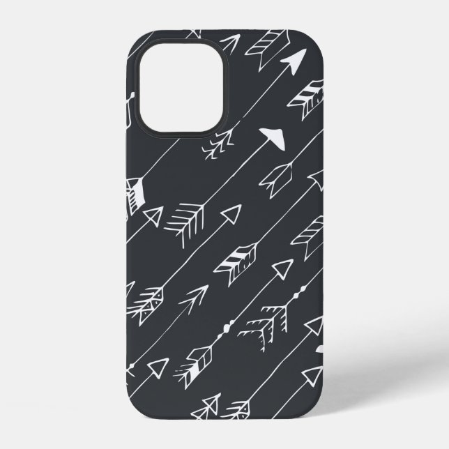 Seamless pattern with arrows on a black background iPhone case (Back)