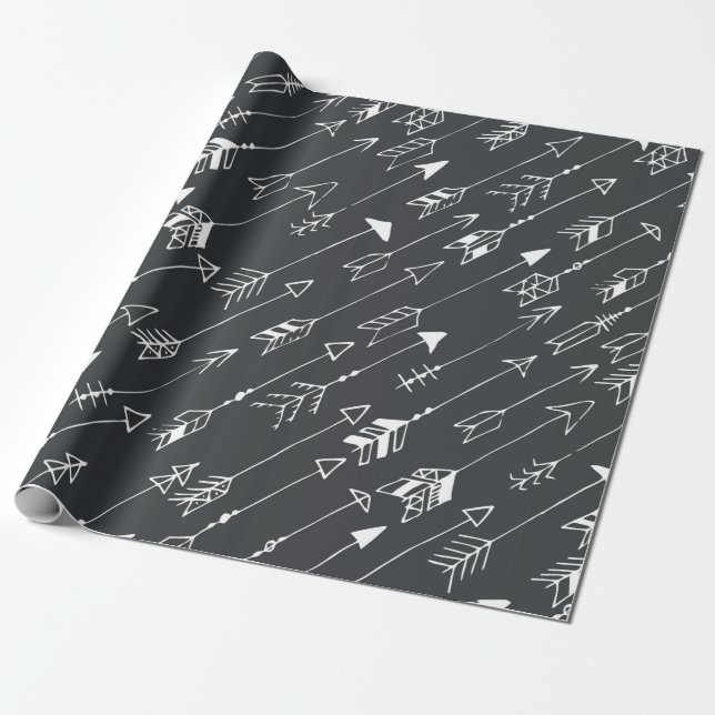 Seamless pattern with arrows on a black background wrapping paper (Unrolled)
