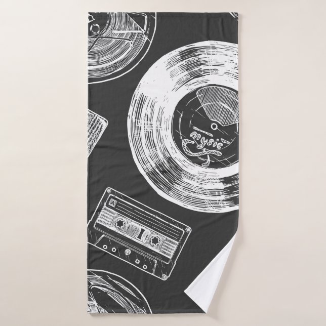 Seamless pattern with Audio and video carriers. Vi Bath Towel (Bath Towel)