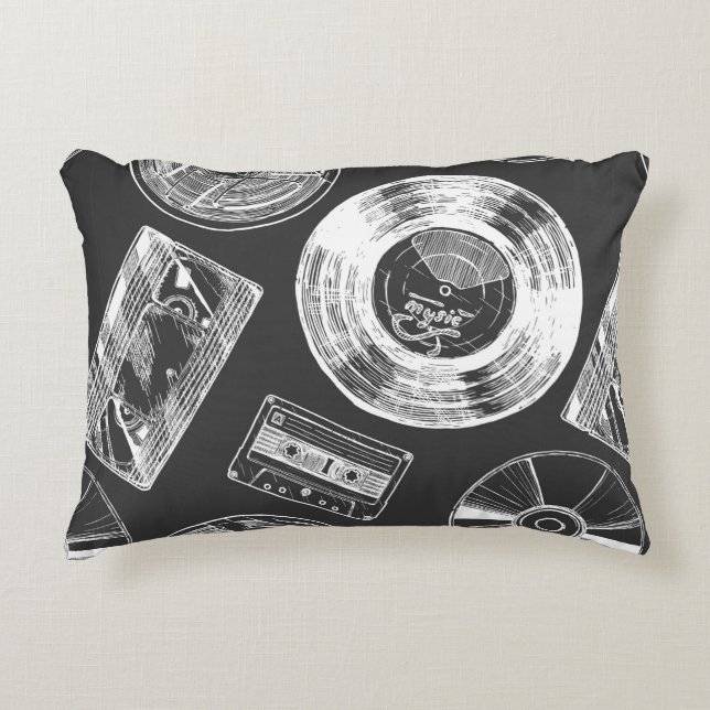 Seamless pattern with Audio and video carriers. Vi Decorative Cushion (Front)
