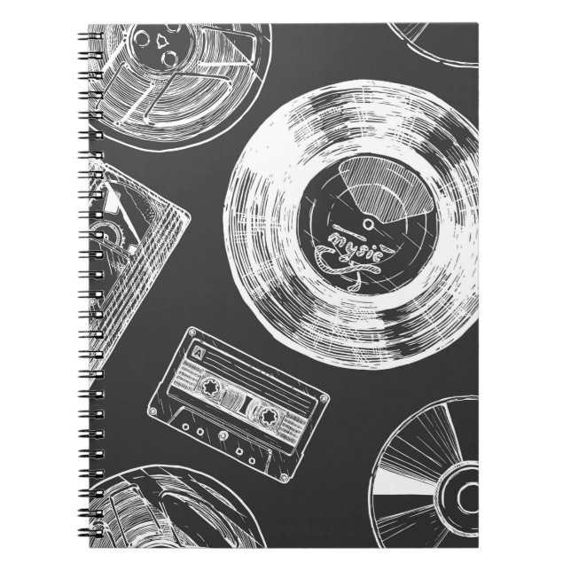Seamless pattern with Audio and video carriers. Vi Notebook (Front)