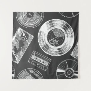 Seamless pattern with Audio and video carriers. Vi Tapestry