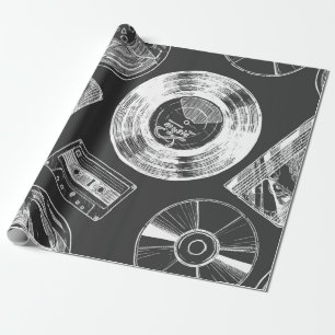 Seamless pattern with Audio and video carriers. Vi Wrapping Paper