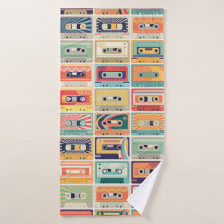 Seamless pattern with audio cassette tapes in a re bath towel
