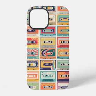 Seamless pattern with audio cassette tapes in a re iPhone 12 case