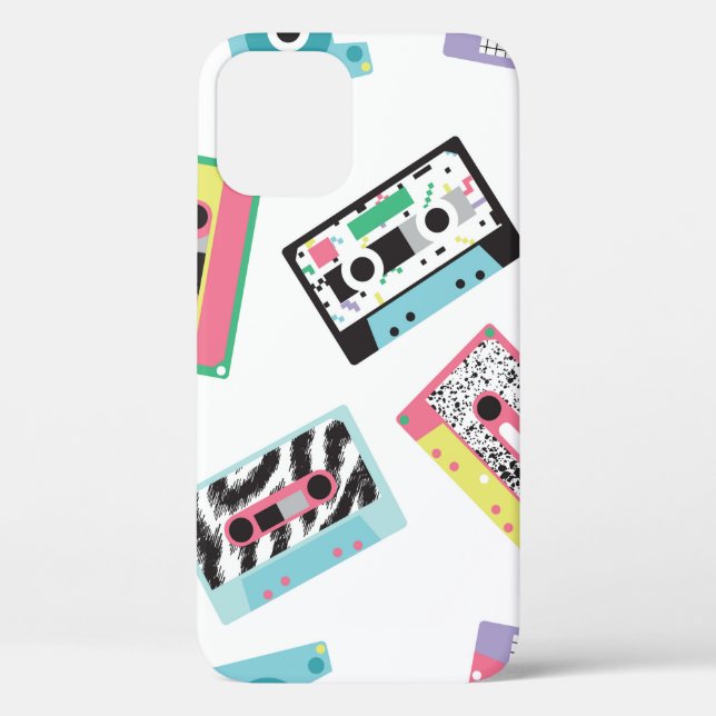 Seamless pattern with audio tapes in retro 80s sty Case-Mate iPhone case (Back)