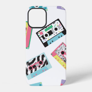 Seamless pattern with audio tapes in retro 80s sty iPhone 12 case