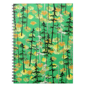 Seamless pattern with autumn forest notebook