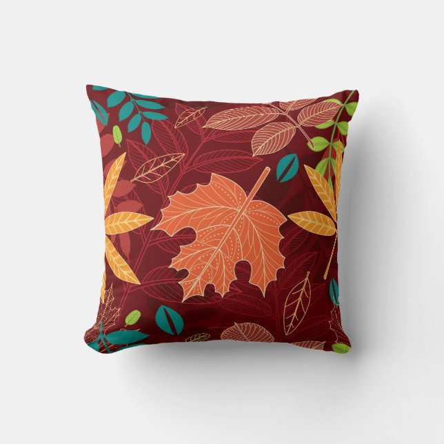 Seamless pattern with autumn leaves  cushion (Front)