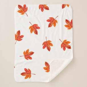 Seamless pattern with autumn leaves. Watercolor ha Sherpa Blanket