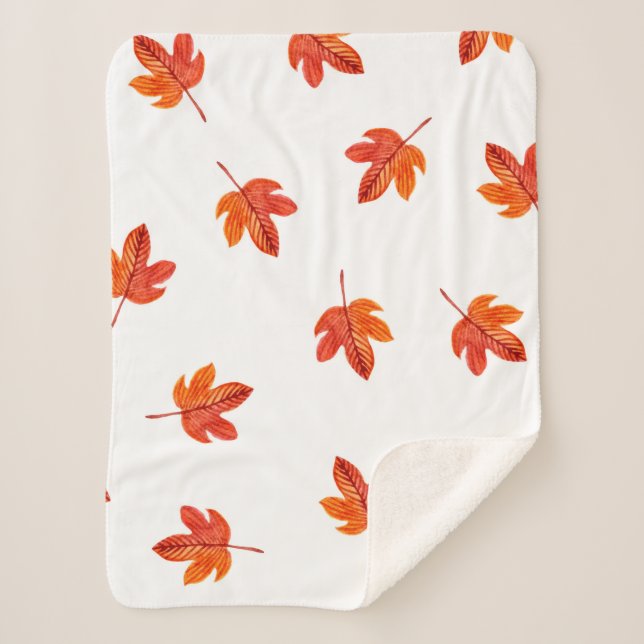 Seamless pattern with autumn leaves. Watercolor ha Sherpa Blanket (Front)