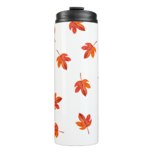 Seamless pattern with autumn leaves. Watercolor ha Thermal Tumbler