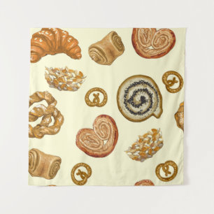 Seamless pattern with bakery product tapestry