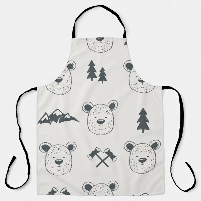 Seamless pattern with bear headspattern, bear, mou apron (Front)