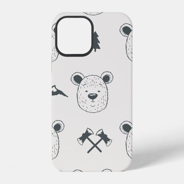 Seamless pattern with bear headspattern, bear, mou iPhone case (Back)