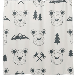 Seamless pattern with bear headspattern, bear, mou shower curtain