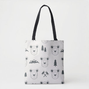 Seamless pattern with bear headspattern, bear, mou tote bag