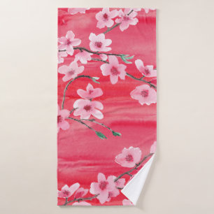 Seamless pattern with Beautiful Cherry blossom flo Bath Towel
