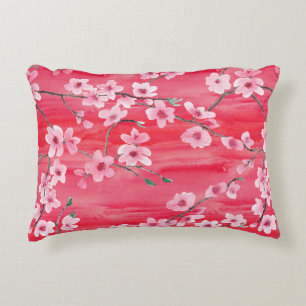 Seamless pattern with Beautiful Cherry blossom flo Decorative Cushion