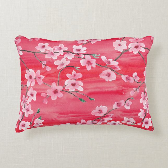 Seamless pattern with Beautiful Cherry blossom flo Decorative Cushion (Front)