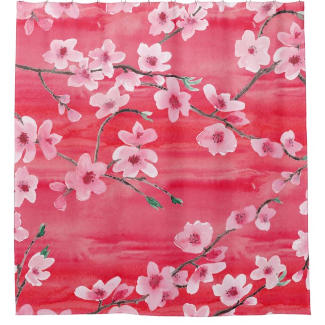 Seamless pattern with Beautiful Cherry blossom flo Shower Curtain (Front)