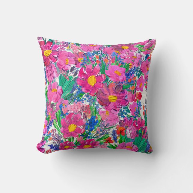 Seamless pattern with Beautiful flowers. Watercolo Cushion (Front)