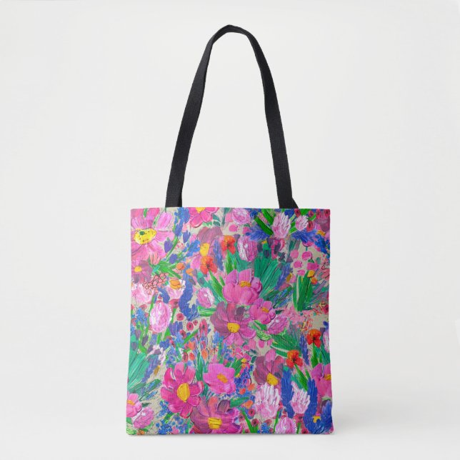 Seamless pattern with Beautiful flowers. Watercolo Tote Bag (Front)
