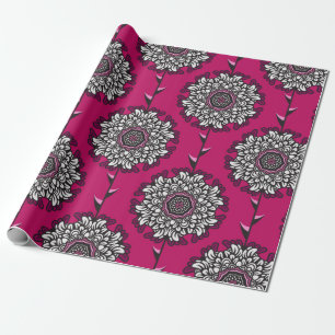 Seamless pattern with beautiful graphic flowers wrapping paper