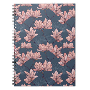 Seamless pattern with beautiful magnolia flowers i notebook