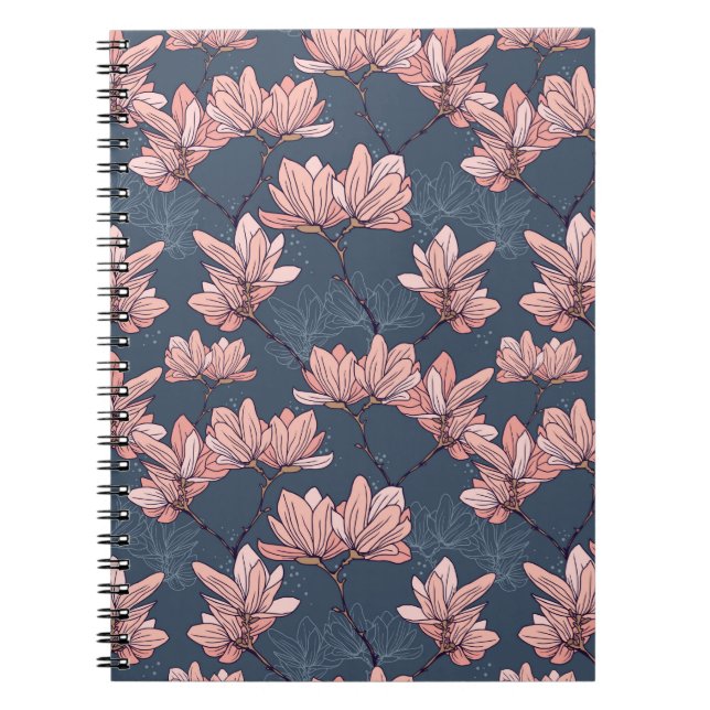 Seamless pattern with beautiful magnolia flowers i notebook (Front)