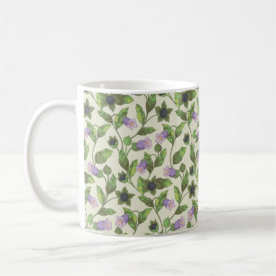 Seamless pattern with belladonna flowers. A bush w Coffee Mug