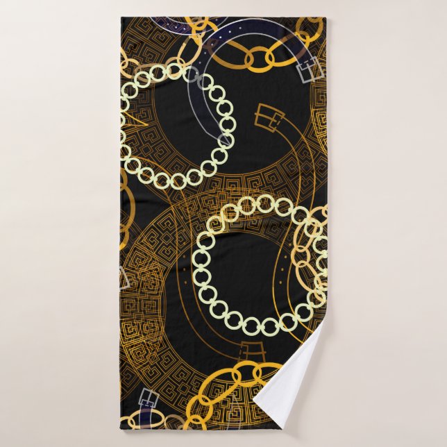 Seamless pattern with belts greek meanders chains  bath towel (Bath Towel)