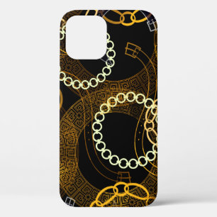 Seamless pattern with belts greek meanders chains  iPhone 12 case