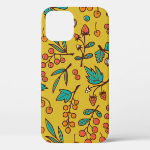 Seamless Pattern with Berries on Branches. iPhone 12 Case