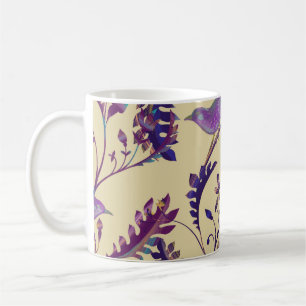 Seamless pattern with birds and branches with exot coffee mug