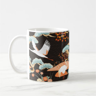 Seamless pattern with birds. Crane. Heron. Japanes Coffee Mug
