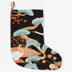 Seamless pattern with birds. Crane. Heron. Japanes Small Christmas Stocking