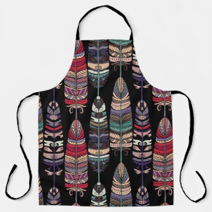 Seamless pattern with birds feathers. Tribal art a Apron