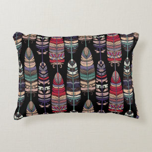 Seamless pattern with birds feathers. Tribal art a Decorative Cushion