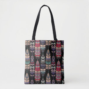 Seamless pattern with birds feathers. Tribal art a Tote Bag