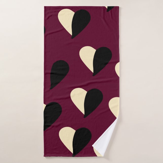 Seamless pattern with black and white heart. St Va Bath Towel (Bath Towel)
