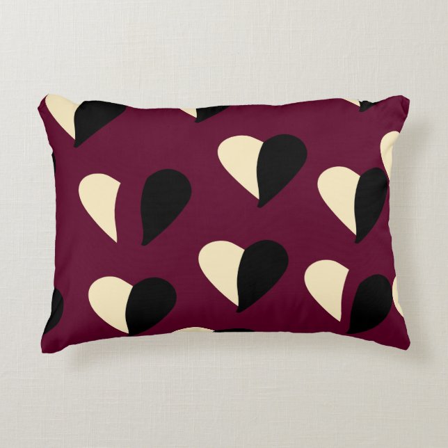 Seamless pattern with black and white heart. St Va Decorative Cushion (Front)