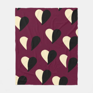 Seamless pattern with black and white heart. St Va Fleece Blanket