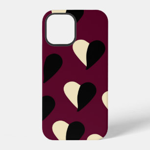 Seamless pattern with black and white heart. St Va iPhone 12 Case
