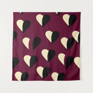 Seamless pattern with black and white heart. St Va Tapestry