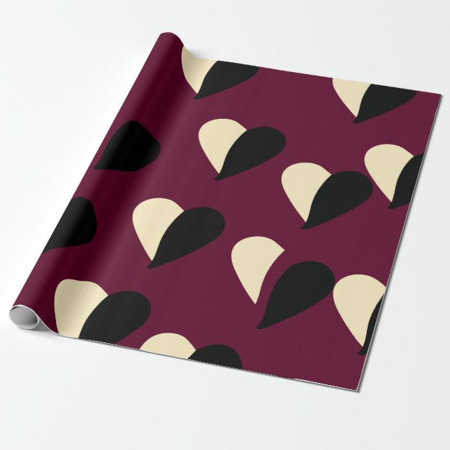 Seamless pattern with black and white heart. St Va Wrapping Paper (Unrolled)
